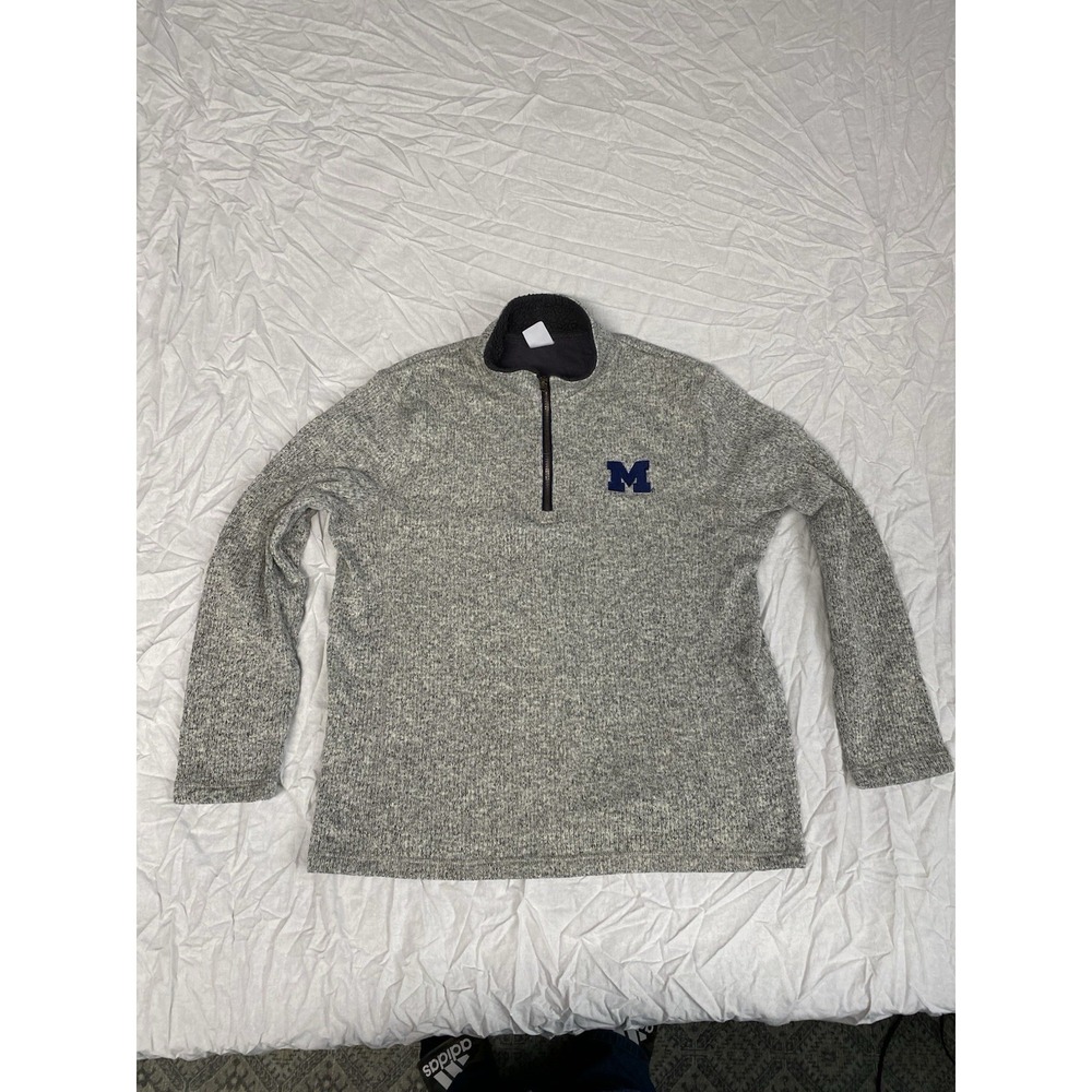 University of Michigan Quarter Zip Fleece Pullover Men's XL Knight's Apparel Gra